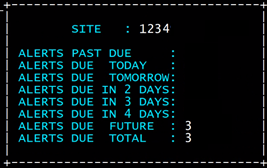 image of Worker Quick Alert Count Display for fake site code 1234 showing 3 alerts in the future and 3 alerts total.